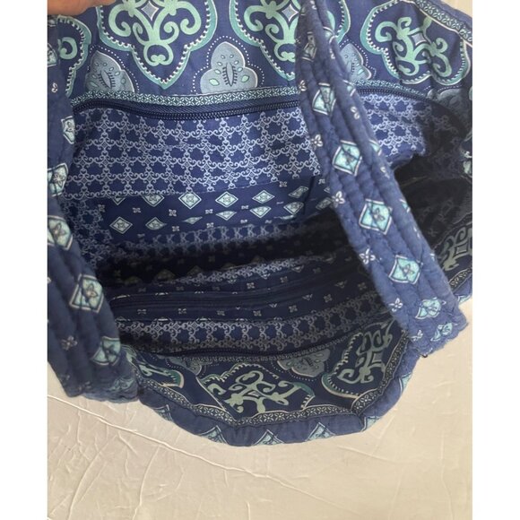 Croft & Barrow Quilted Fabric Shoulder Bag Blue Geometric Pattern - Picture 6 of 12